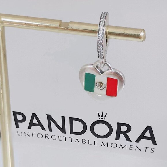 Pandora Jewelry - Pandora Mexico Flag Heart Dangle Charm I Love Mexico Exclusive Travel Charm S925